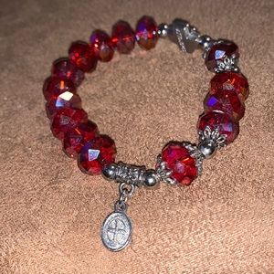 Beautiful Red Crystal Religious stretch Bracelet